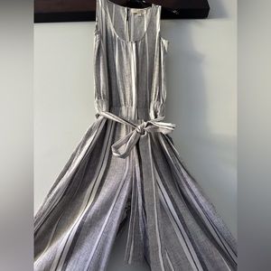 Cloth & Stone Gray/Cream Striped Jumpsuit
